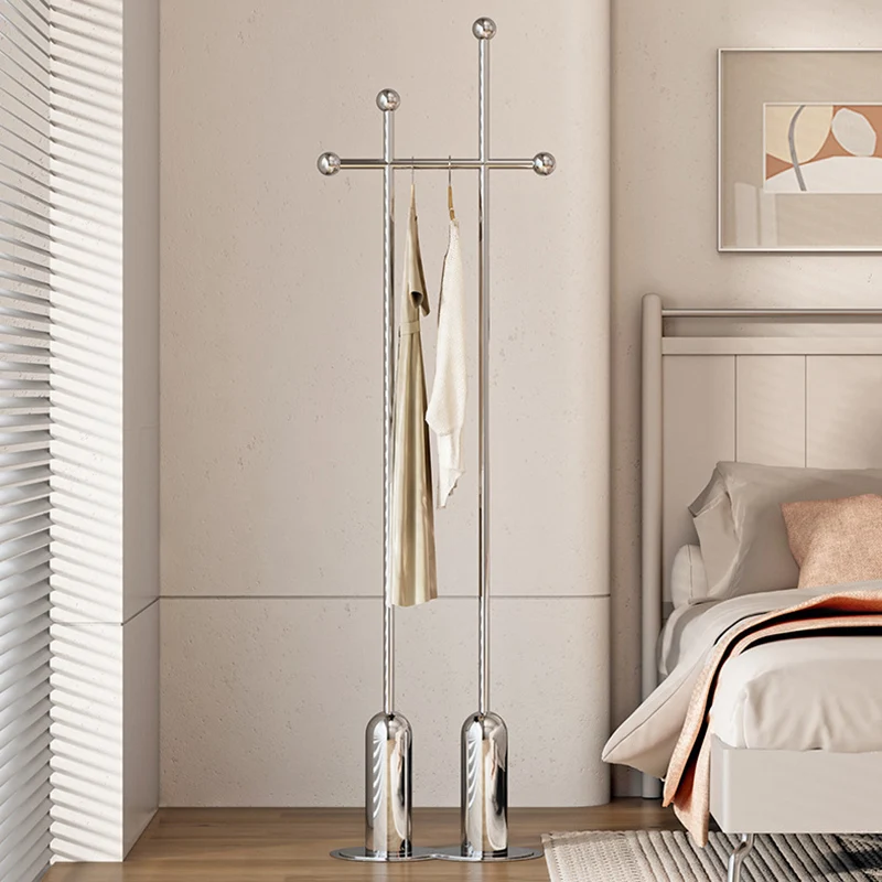 Contemporary Luxury Rectangular Stainless Steel Mirror-Fin Silver Hall Tree For Bedroom & Entryways