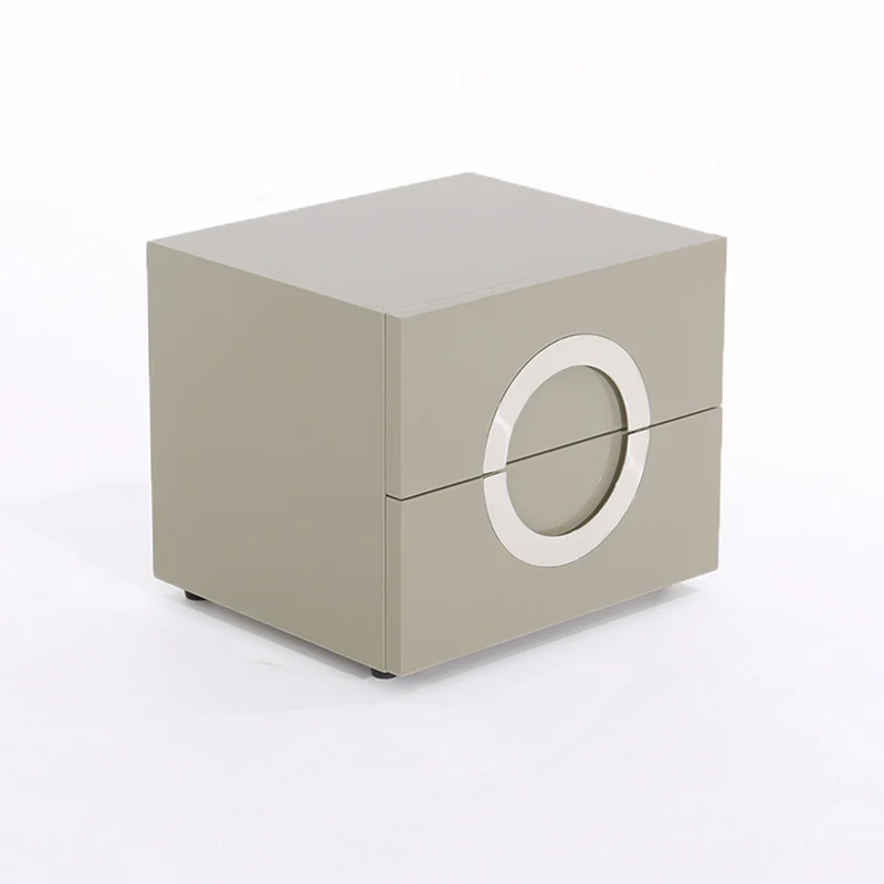 Modern Minimalist Circle Handle Nightstand - Eco MDF 2 Drawers Bedside Table For Bedroom