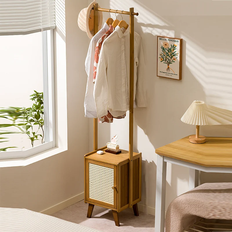 Contemporary Scandinavian Rectangular MDF Bamboo Hall Tree 1-Cabinet For Bedroom