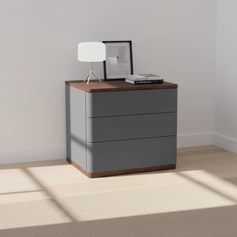 Modern Simplicity Rectangular Nightstand - Solid Wood Multi-layer Board, Premium Saddle-Style Faux Leather Upholstery, Refined Craftsmanship & Stable Support For Bedroom
