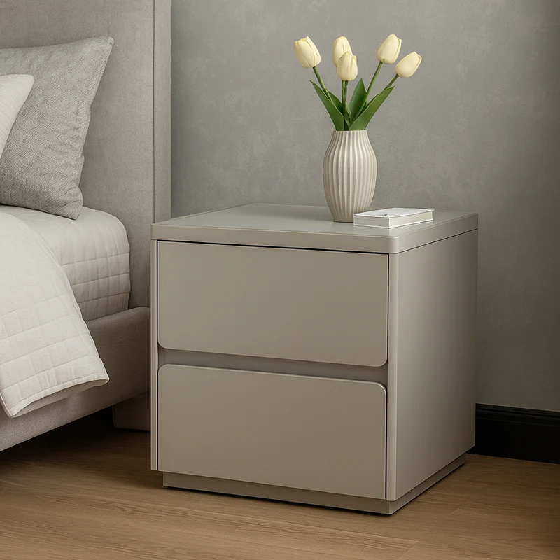 Modern Minimalist Rectangular Nightstand - MDF, Durable Structure, Smooth Surface & Quiet Storage For Bedroom