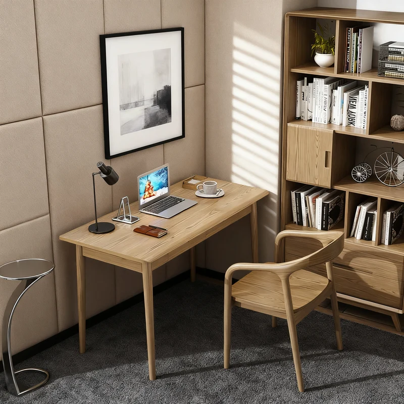 Modern Simplicity Desk & Chair Set - Solid Ash Wood, Sturdy, Stable, Natural Grain, Eco-Friendly Ergonomic For Home Office