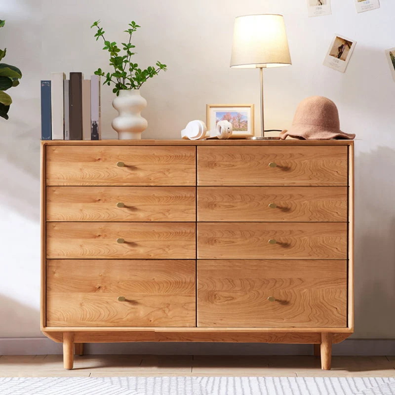 Traditional Horizontal Double Dresser Wood Storage Dresser with Drawers for Home