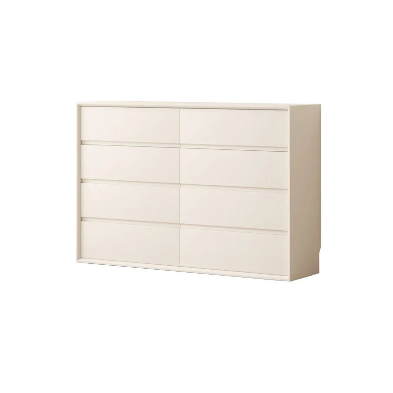 Contemporary Horizontal Double Dresser White Wood Storage Dresser with Drawers for Home