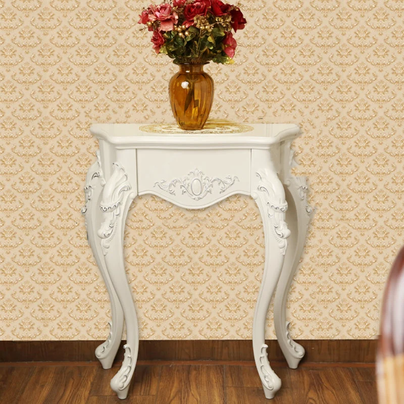 Free Form Shape Contemporary Console Table Wood Console Sofa Table in White