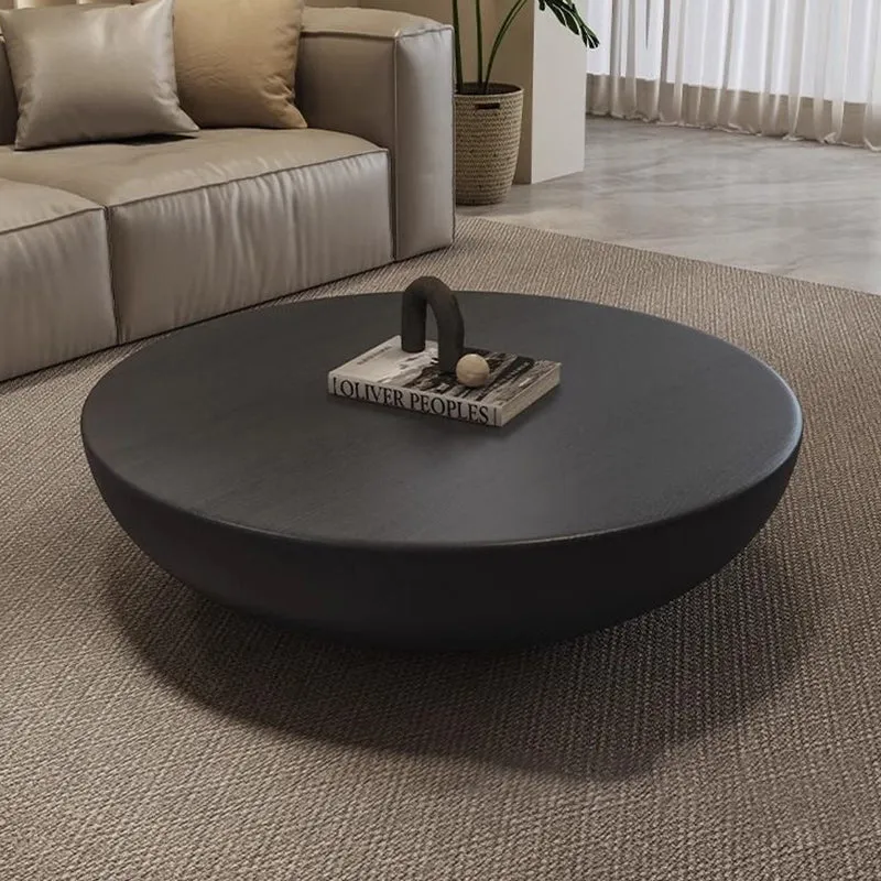 Modern Minimalist Cylindrical Fiberglass Glass Coffee Table 1/2-Tier For Living Room
