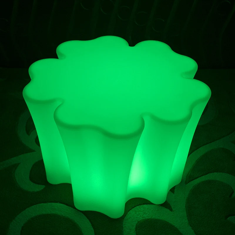 Modern Minimalist Petal-Shaped Polyethylene Coffee Table LED Light Beads Multicolor Glow Eco-Friendly For Living Room