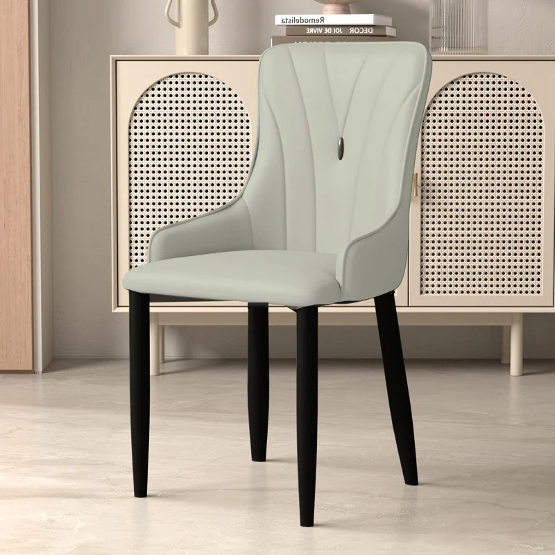Contemporary Nordic Square Faux Leather Carbon Steel Dining Chair Backrest Armrest For Dining Room & Kitchen