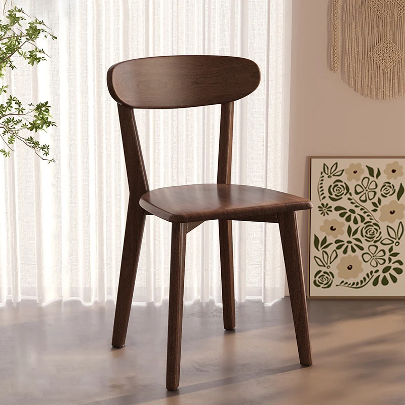 Traditional Chinese Square Rectangular Rubberwood Dining Chair Backrest Armless For Dining Room & Kitchen