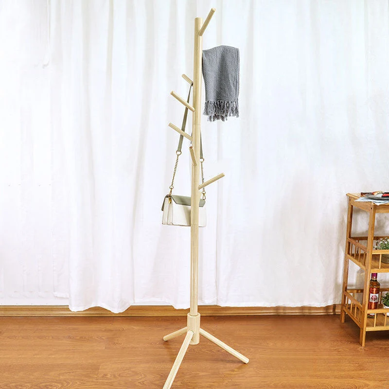 Modern Coat Rack Plain Solid Wood Coat Hanger with Coat Hooks
