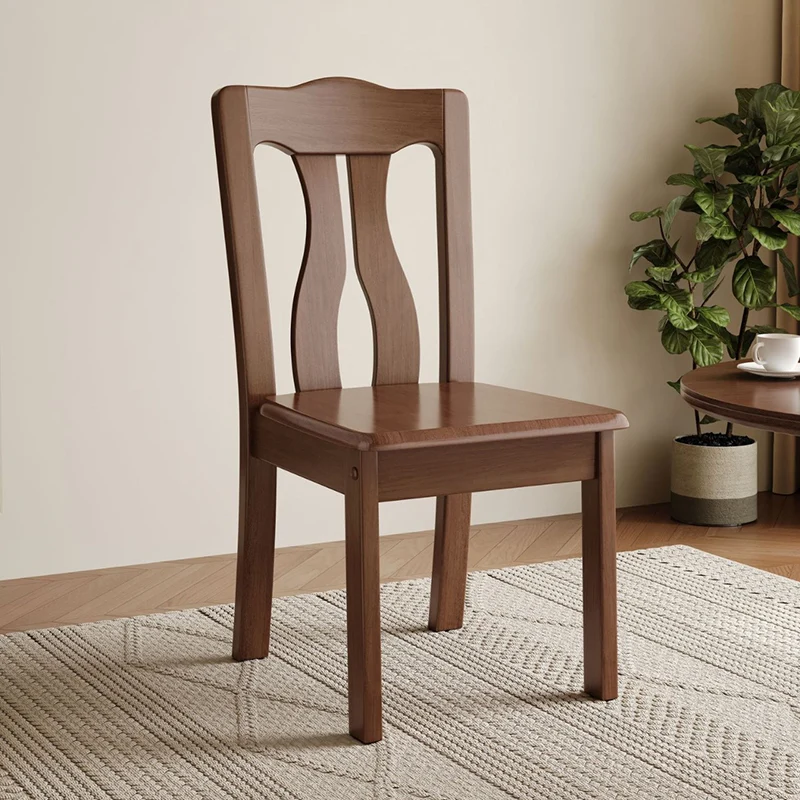 Modern Minimalist Rectangular Seat Solid Wood Dining Chair Backrest High Weight Capacity For Dining Room