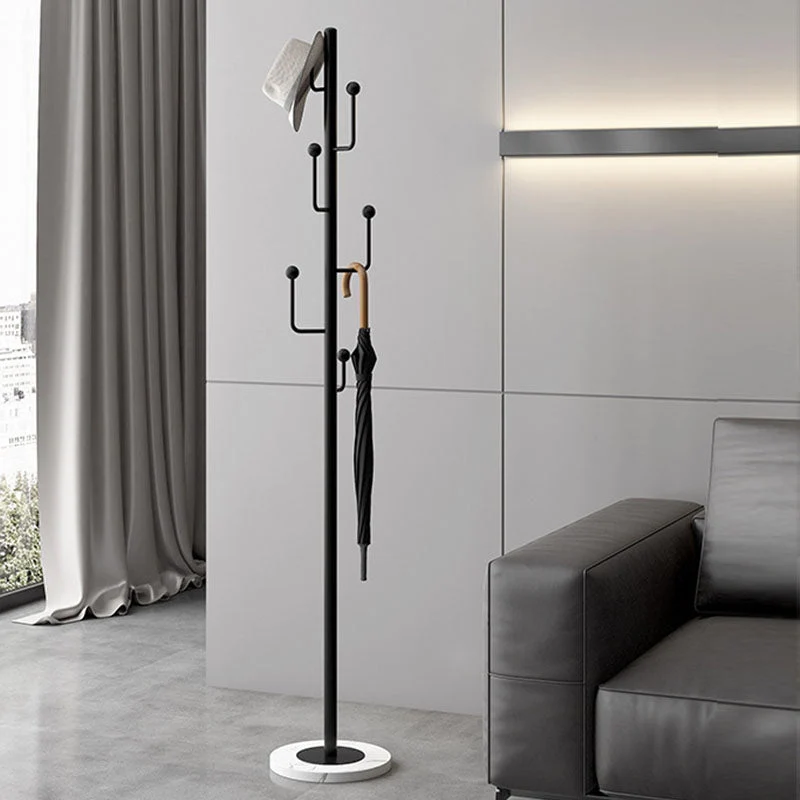 Free Standing Entry Hall Tree Marble Base Coat Hanger with 6 Hooks