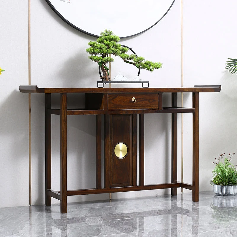 Rectangle Contemporary Console Table Dark Brown Elm Console Sofa Table