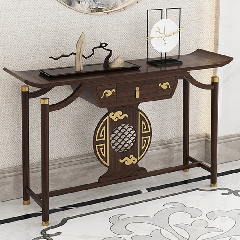 Rectangle Contemporary Console Table Wooden Console Sofa Table in Brown