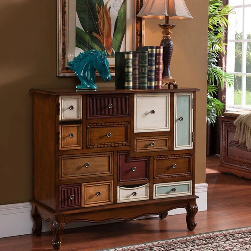 Solid Wood Storage Chest Coastal Storage Chest Dresser with 9 Drawers