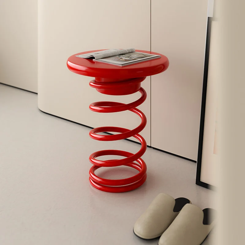 Modern Creative Spring-Shaped Metal Density Board Side Table Sturdy For Living Room