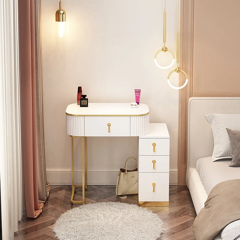 Glam Wood Vanity Dressing Table Bedroom Makeup Vanity Desk with Drawer