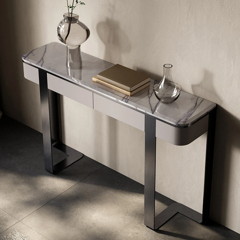 Modern Console Accent Table with Stainless Steel Bracket for Hall
