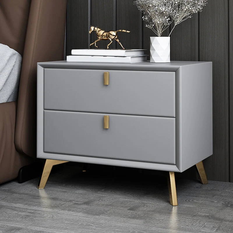2 Drawers Accent Table Nightstand Contemporary Night Table for Home