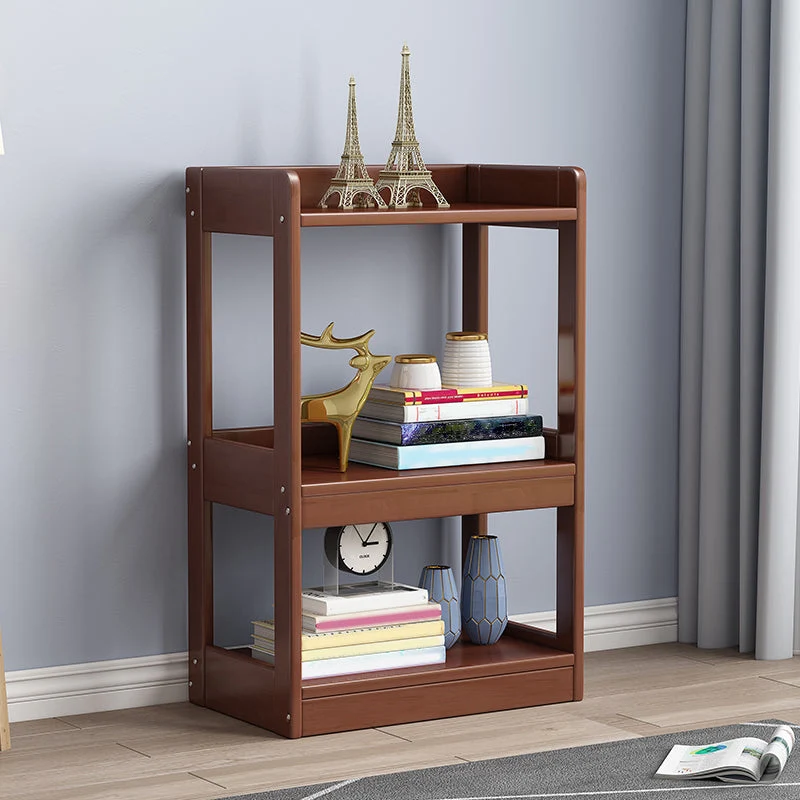 Modern Standard Bookshelf Wooden Open Back Bookcase with Rectangular Shelves