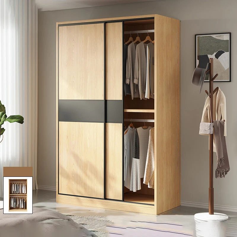 Modern Pine Vaneer Wood Wardrobe Freestanding Wardrobe with Soft Close Doors