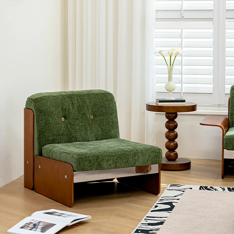 Traditional Vintage Square Vintage Green Plywood Iron Stainless Steel Fabric Backrest Armrest Sofa For Living Room