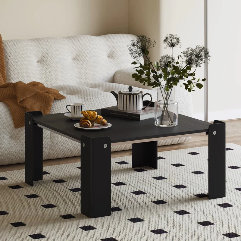 Traditional Vintage Square Plywood Electroplated Iron Coffee Table For Living Room