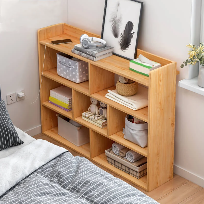 Contemporary Wood Bookcase Geometric Bookshelf for Home Office 11.4" Wide