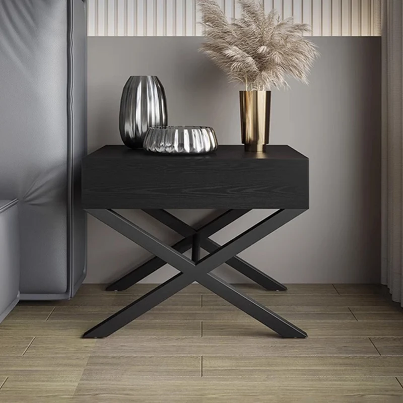 Contemporary Industrial Style Nightstand - Formaldehyde-Free MDF Smooth-Glide Large 1-Drawer Bedside Table For Bedroom