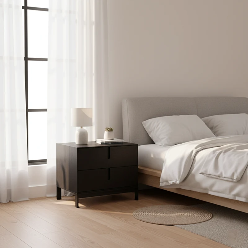 Modern Shabby Chic Nightstand - Eco-Friendly MDF & Easy-Clean Surface 2-Drawer Bedside Table For Bedroom