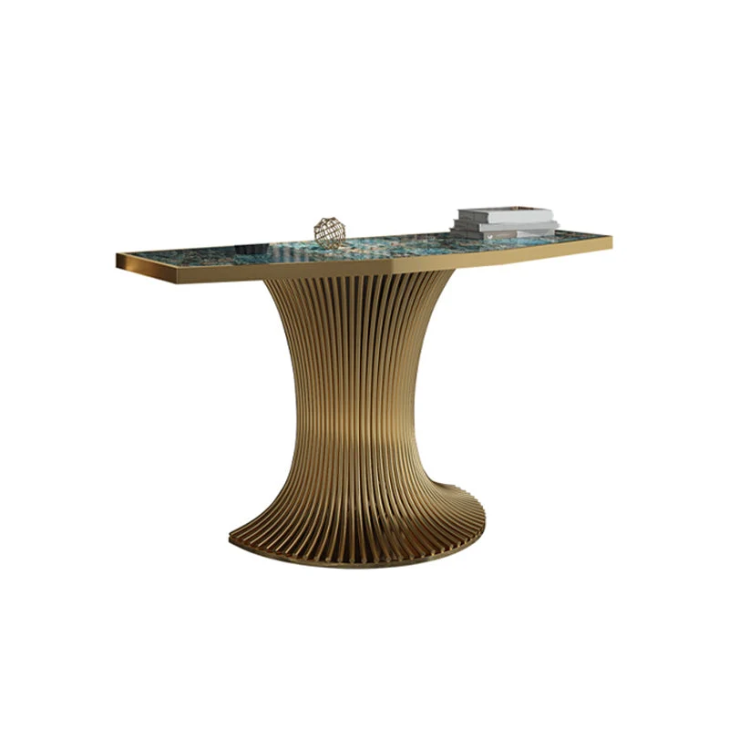 Glam Stone Sofa Console Table with Stainless Steel Bracket for Hall