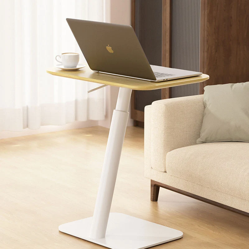 Modern Minimalist Square Round Bamboo Carbon Steel Adjustable Height Sofa Side Table For Living Room