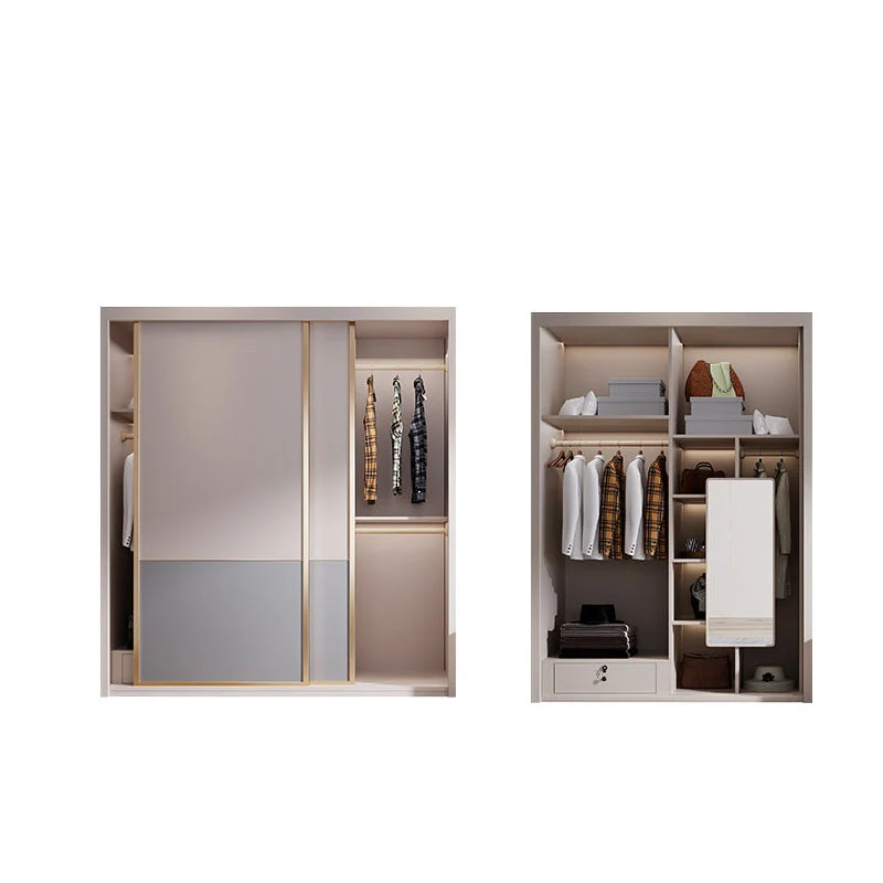 Bedroom Wooden Wardrobe Armoire Coastal Style Sliding Doors Storage Cabinet