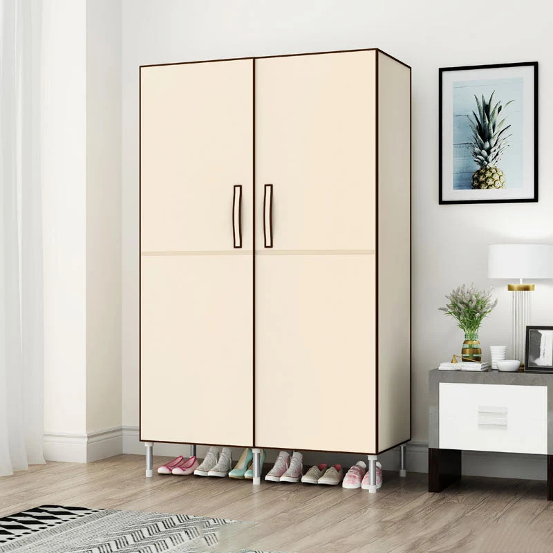 Hinged Wardrobe Cabinet Steel Wardrobe Armoire with Garment Rod