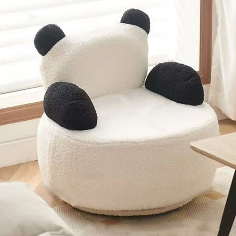 Modern Art Deco Sherpa Fabric Solid Wood Bear Round Accent Chair With Armrests For Living Room