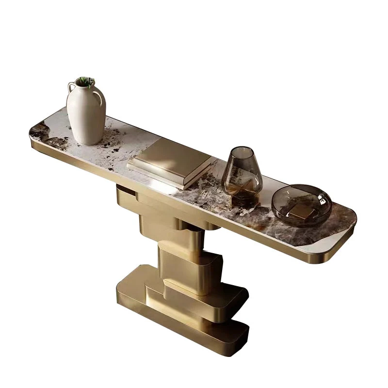 Glam Marble Console Accent Table with Rectangle Top for Hall
