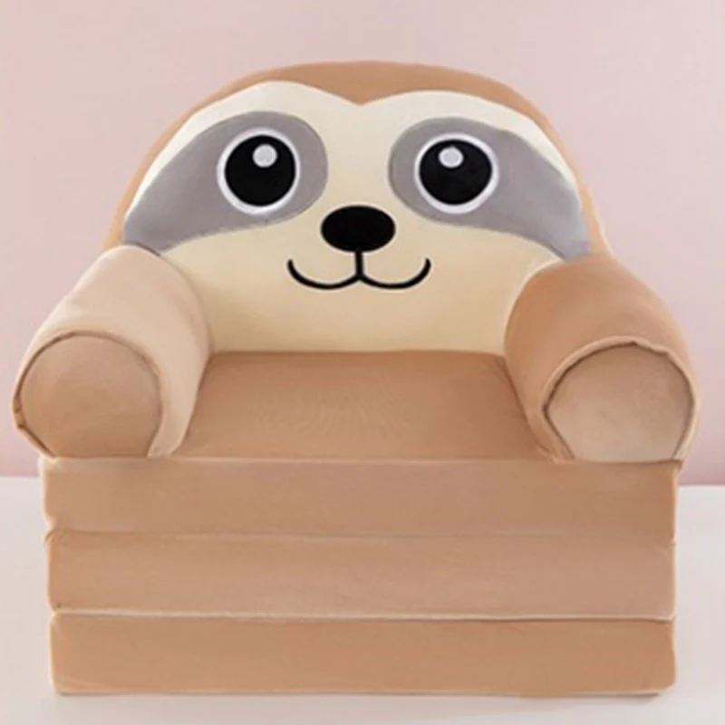 Contemporary Creative Kids Animal Shape Velvet PP Cotton Sponge Curved Foldable Accent Chair Backrest Armrest For Living Room
