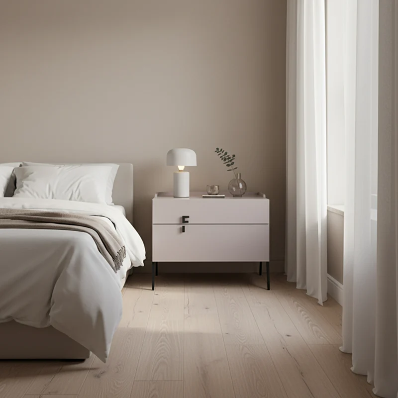 Space-Saving Bedroom Side Table - Durable Baking Paint & Stable Carbon Steel Accents Nightstand 2-Drawer Nightstand For Bedroom