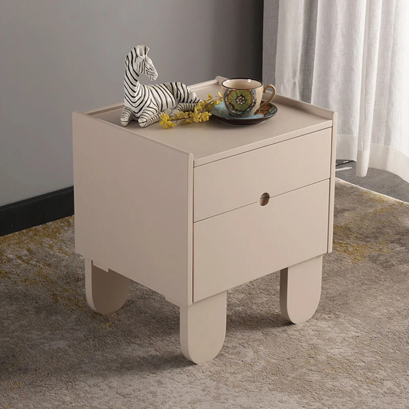 Contemporary Creative Semi-Circular Bedside Cabinet - Artistic 2 Drawers Nightstand For Bedroom