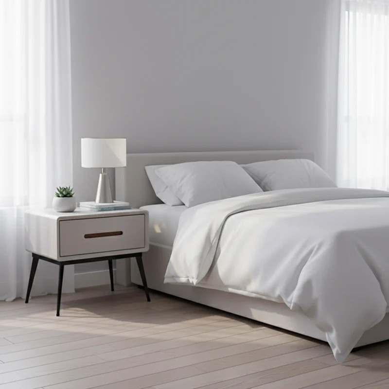 E1 Formaldehyde-Free Bedside Table - Delicate Baking Paint Craftsmanship & Solid Wood 1-Drawer Nightstand For Bedroom & Living Room