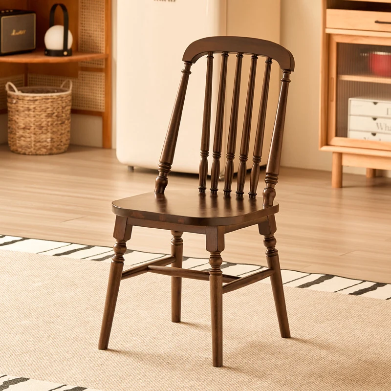 Traditional Vintage Square Cushion Solid Wood Velvet Sponge Backrest Sturdy For Dining Room