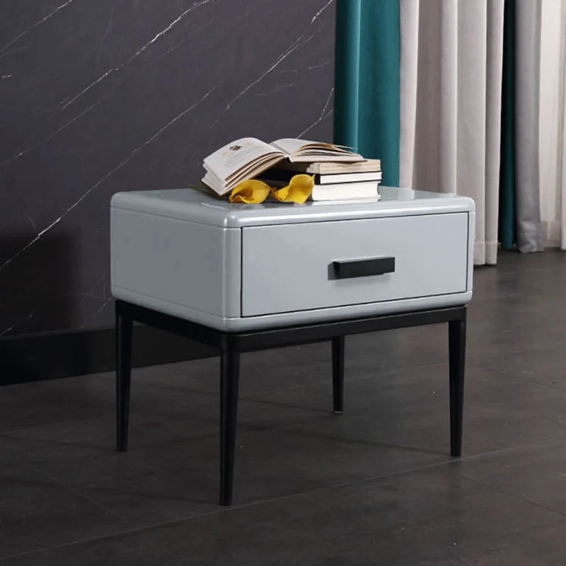 Industrial-Style Bedroom Bedside Table - E1 Eco-Friendly Solid Wood 1-Drawer Nightstand For Bedroom & Living Room