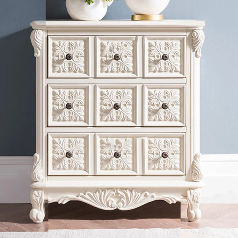 Traditional Wooden Storage Chest Home Vertical Chest with 3 Drawers