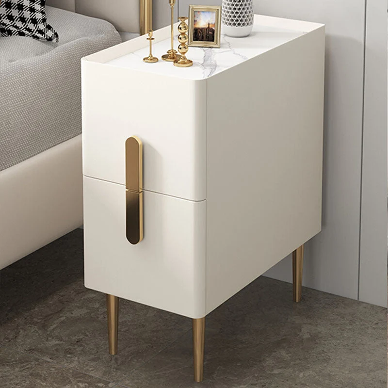 Contemporary Rectangular Bedside Cabinet with 2 Drawers for Bedroom