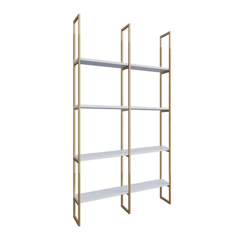 Engineered Wood and Metal Shelf Glam with Rectangular Shelves Book Shelf 12" Wide