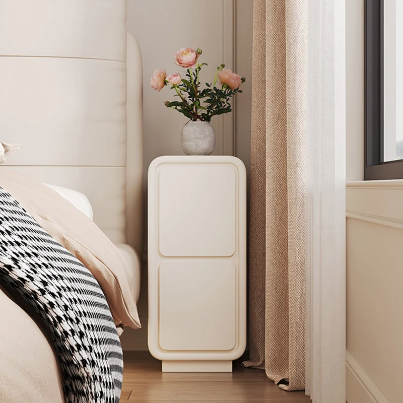 Faux Wood Bedside Cabinet Contemporary Bed Nightstand with 2 Drawers