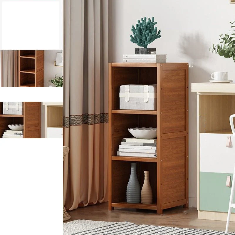 Modern Solid Bamboo Bookcase Stackable Bookshelf for Home Office