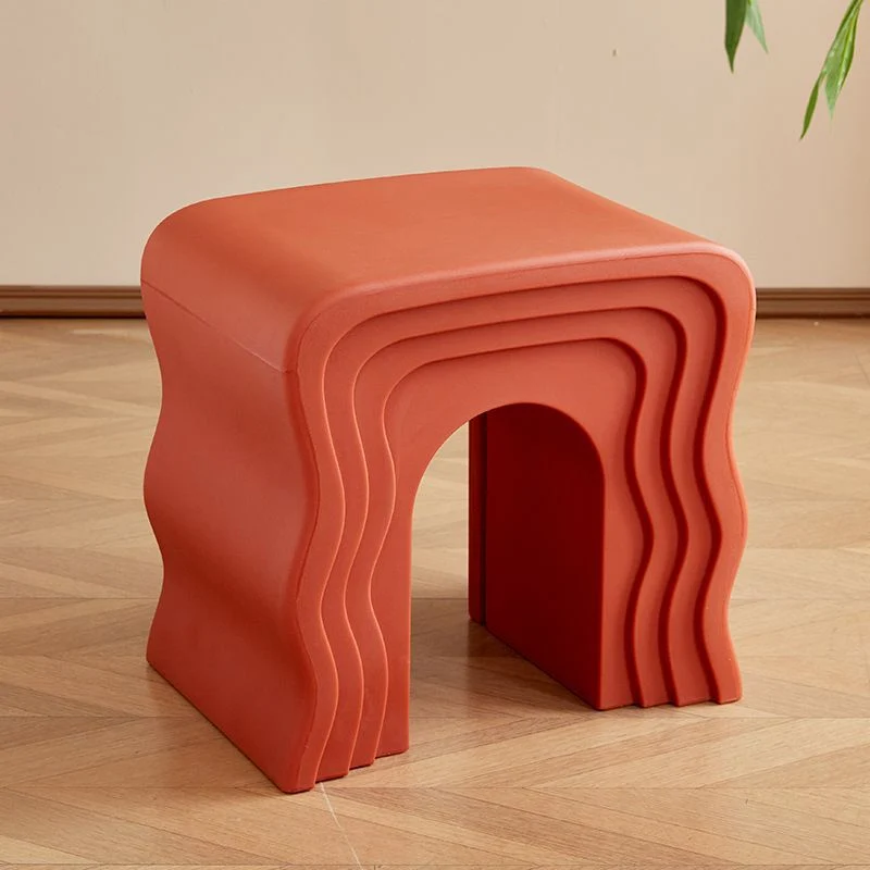Contemporary Nordic PE Wavy Trapezoid Side Table 1-Tier For Living Room