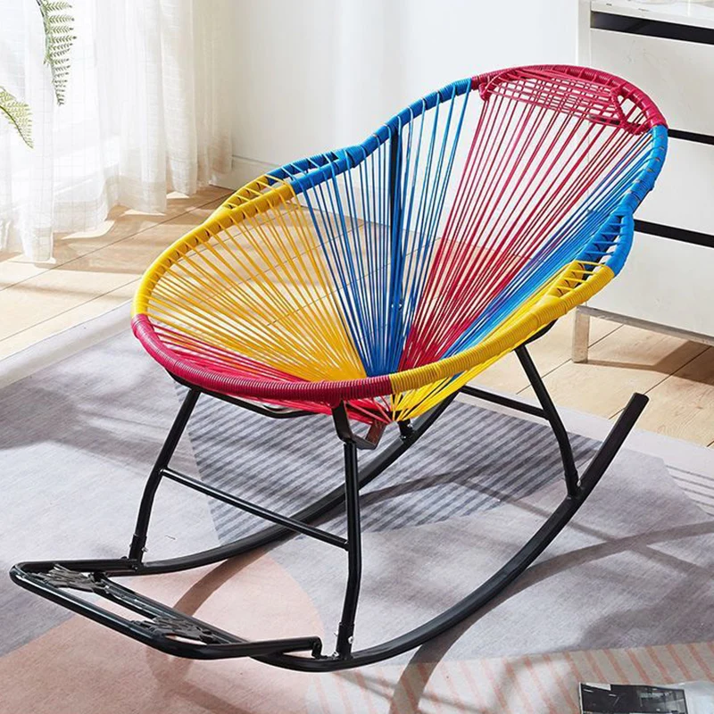 Contemporary Creative PE Rattan Steel Nest-Shaped Rocking Chair Armrest Backrest For Living Room