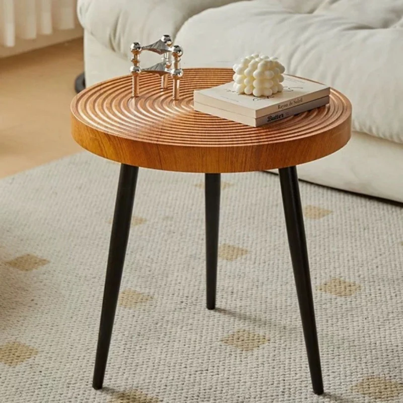 Traditional Vintage Round PVC Vacuum-Formed Particle Board Iron Side Table For Living Room